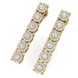 2 CTW Certified SI/I Diamond Halo Earrings 18K Yellow Gold - REF-132N3Y - 40174