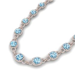 66 CTW Topaz & VS/SI Diamond Certified Necklace 14K Rose Gold - REF-805H3W - 23053
