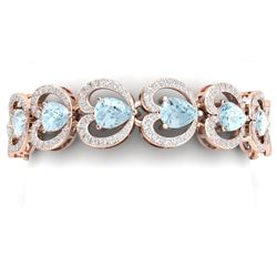 33.43 CTW Royalty Sky Topaz & VS Diamond Bracelet 18K Rose Gold - REF-594X5T - 38695