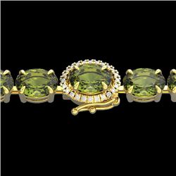 17.25 CTW Green Tourmaline & VS/SI Diamond Tennis Micro Halo Bracelet 14K Yellow Gold - REF-172N8Y -