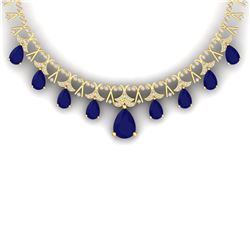56.94 CTW Royalty Sapphire & VS Diamond Necklace 18K Yellow Gold - REF-1072W8H - 38708
