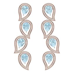 15.69 CTW Royalty Sky Topaz & VS Diamond Earrings 18K Rose Gold - REF-281M8F - 39460