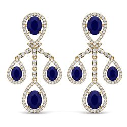 25.08 CTW Royalty Sapphire & VS Diamond Earrings 18K Yellow Gold - REF-490W9H - 38579