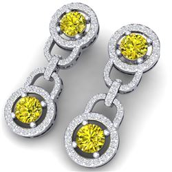 4 CTW Si/I Fancy Yellow And White Diamond Earrings 18K White Gold - REF-271M4F - 40109