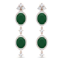 15.81 CTW Royalty Emerald & VS Diamond Earrings 18K Rose Gold - REF-309X3T - 38905