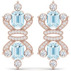 28.39 CTW Royalty Sky Topaz & VS Diamond Earrings 18K Rose Gold - REF-490F9M - 38770