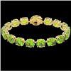 Image 2 : 67 CTW Peridot & Micro Pave VS/SI Diamond Halo Bracelet 14K Yellow Gold - REF-428M8F - 22271