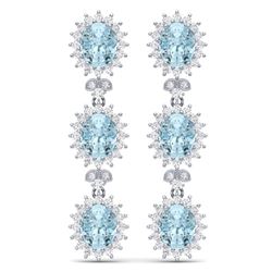 25.06 CTW Royalty Sky Topaz & VS Diamond Earrings 18K White Gold - REF-336H4W - 38649