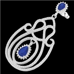 6.40 CTW Sapphire & Micro Pave VS/SI Diamond Certified Earrings 14K White Gold - REF-303M5F - 22429