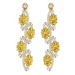 13.32 CTW Royalty Canary Citrine & VS Diamond Earrings 18K Yellow Gold - REF-236W4H - 38993