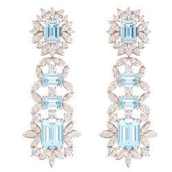 33.36 CTW Royalty Sky Topaz & VS Diamond Earrings 18K Rose Gold - REF-527H3W - 39415