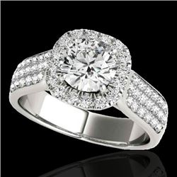 1.8 CTW H-SI/I Certified Diamond Solitaire Halo Ring 10K White Gold - REF-258X2T - 34060