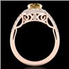 Image 4 : 1.7 CTW Intense Fancy Yellow Diamond Engagement Art Deco Ring 18K Rose Gold - REF-254T5X - 38128