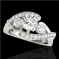 2.01 CTW H-SI/I Certified Diamond Bypass Solitaire Ring 10K White Gold - REF-254X5T - 35045
