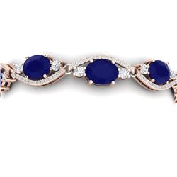 22.15 CTW Royalty Sapphire & VS Diamond Bracelet 18K Rose Gold - REF-400Y2N - 38965