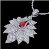 Image 1 : 3 CTW Ruby & Micro Pave VS/SI Diamond Designer Necklace 18K White Gold - REF-257H3W - 22563