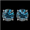 Image 1 : 3 CTW Certified Intense Blue SI Diamond Solitaire Stud Earrings 10K White Gold - REF-490M9F - 33126