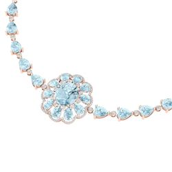 75.99 CTW Royalty Sky Topaz & VS Diamond Necklace 18K Rose Gold - REF-472X8T - 39178