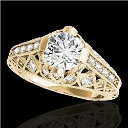 1.25 CTW H-SI/I Certified Diamond Solitaire Antique Ring 10K Yellow Gold - REF-167F3M - 34686