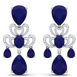 58.73 CTW Royalty Sapphire & VS Diamond Earrings 18K White Gold - REF-509Y3N - 38676