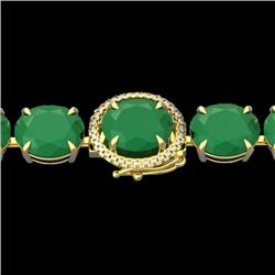 76 CTW Emerald & Micro Pave VS/SI Diamond Halo Bracelet 14K Yellow Gold - REF-461M5F - 22258