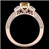 Image 4 : 2.07 CTW Intense Fancy Yellow Diamond Art Deco 3 Stone Ring 18K Rose Gold - REF-254F5M - 37785
