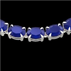 68 CTW Sapphire Eternity Designer Inspired Tennis Necklace 14K White Gold - REF-234T9X - 23403