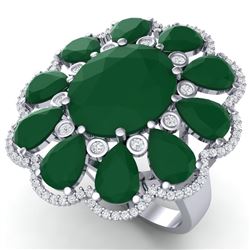 20.63 CTW Royalty Designer Emerald & VS Diamond Ring 18K White Gold - REF-327K3R - 39138