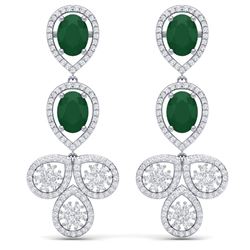 9.75 CTW Royalty Emerald & VS Diamond Earrings 18K White Gold - REF-309H3W - 39078