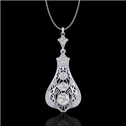 1.75 CTW VS/SI Diamond Solitaire Art Deco Stud Necklace 18K White Gold - REF-272T8X - 36944