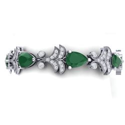 24.8 CTW Royalty Emerald & VS Diamond Bracelet 18K White Gold - REF-472M8F - 38730