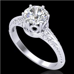 1 CTW VS/SI Diamond Art Deco Ring 18K White Gold - REF-361T8X - 37250