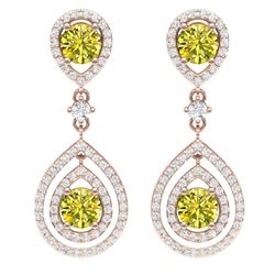 3.9 CTW Fancy Yellow SI Diamond Earrings 18K Rose Gold - REF-336X4T - 39118