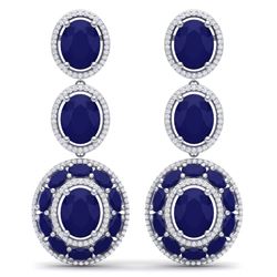 32.84 CTW Royalty Sapphire & VS Diamond Earrings 18K White Gold - REF-436R4K - 39261