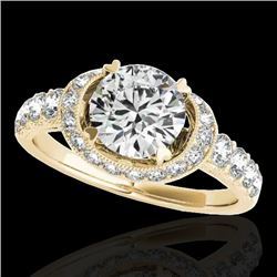 1.75 CTW H-SI/I Certified Diamond Solitaire Halo Ring 10K Yellow Gold - REF-180K2R - 34452