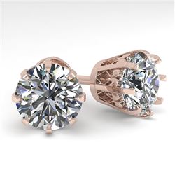 4 CTW VS/SI Diamond Stud Solitaire Earrings 18K Rose Gold - REF-1936K4R - 35705
