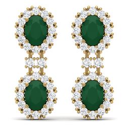8.98 CTW Royalty Emerald & VS Diamond Earrings 18K Yellow Gold - REF-218W2H - 38810