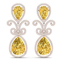 27.31 CTW Royalty Canary Citrine & VS Diamond Earrings 18K Rose Gold - REF-301M8F - 39553