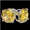 Image 4 : 4 CTW Certified Intense Yellow SI Diamond Solitaire Stud Earrings 10K White Gold - REF-824M2F - 3313