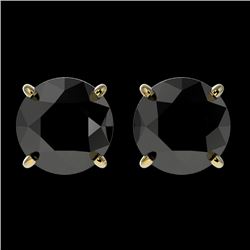 2.09 CTW Fancy Black VS Diamond Solitaire Stud Earrings 10K Yellow Gold - REF-52W8H - 36648