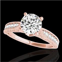 1.21 CTW H-SI/I Certified Diamond Solitaire Antique Ring 10K Rose Gold - REF-161R8K - 34721