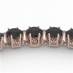36 CTW Certified Black VS Diamond Necklace 18K Rose Gold - REF-1033X6T - 35939