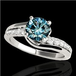 1.31 CTW SI Certified Fancy Blue Diamond Bypass Solitaire Ring 10K White Gold - REF-156R4K - 35119