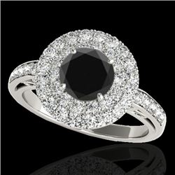 2.25 CTW Certified Vs Black Diamond Solitaire Halo Ring 10K White Gold - REF-124F8M - 34205