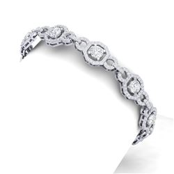 12 CTW Certified SI/I Diamond Halo Bracelet 18K White Gold - REF-668K2R - 40112