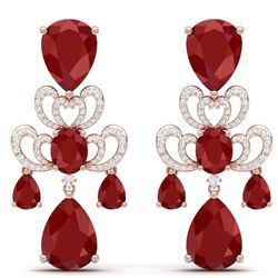 58.73 CTW Royalty Designer Ruby & VS Diamond Earrings 18K Rose Gold - REF-636Y4N - 38674
