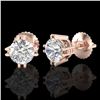 Image 2 : 1.07 CTW VS/SI Diamond Solitaire Art Deco Stud Earrings 18K Rose Gold - REF-200M2F - 36912