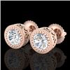 Image 1 : 1.09 CTW VS/SI Diamond Solitaire Art Deco Stud Earrings 18K Rose Gold - REF-180M2F - 36888