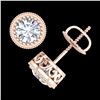 Image 4 : 1.09 CTW VS/SI Diamond Solitaire Art Deco Stud Earrings 18K Rose Gold - REF-180M2F - 36888