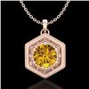 Image 1 : 0.76 CTW Intense Fancy Yellow Diamond Art Deco Stud Necklace 18K Rose Gold - REF-94T5X - 37519